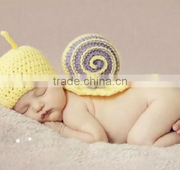 Handmade Crochet Small Green Snail Baby Clothes Camera Photography Props photo-4