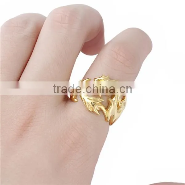 Titanium Steel Unadjustable Rings Gold Plated Dragon photo-3