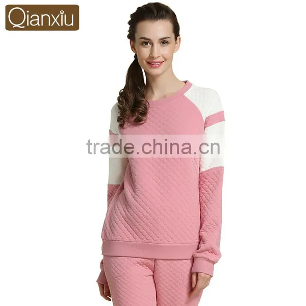 Logo Printed Qianxiu Cotton and Modal Wholesale Ladies Winter Sleepwear