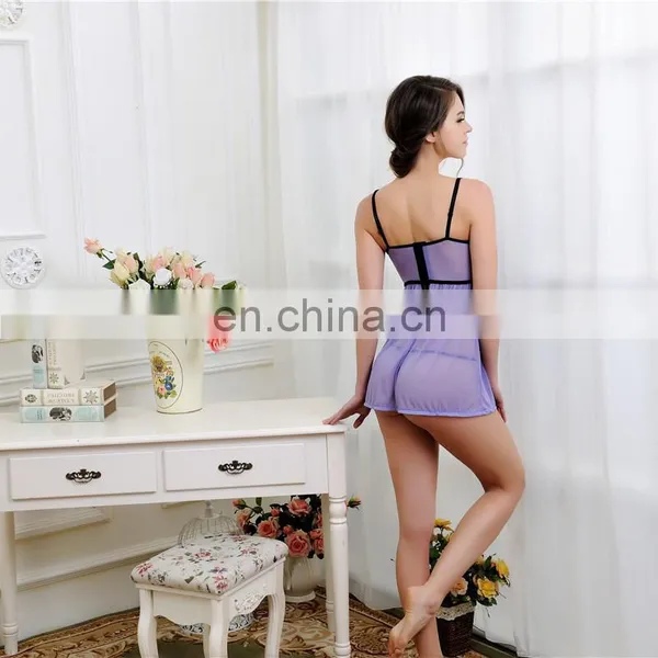 Ohyeah Purple Lace Sex Night Sleeping Dress for Women photo-2
