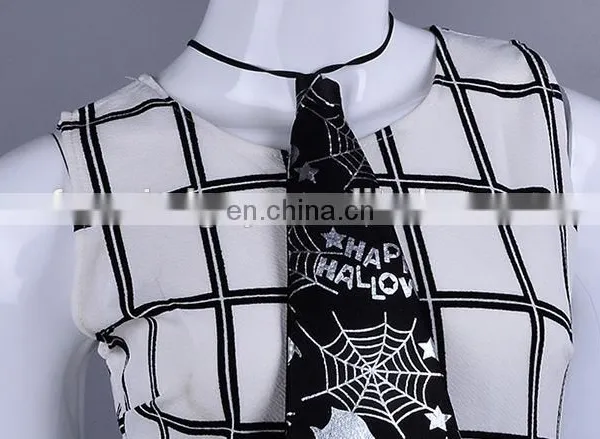 Halloween Black Ghost Spiderweb Print Funny Tie photo-2