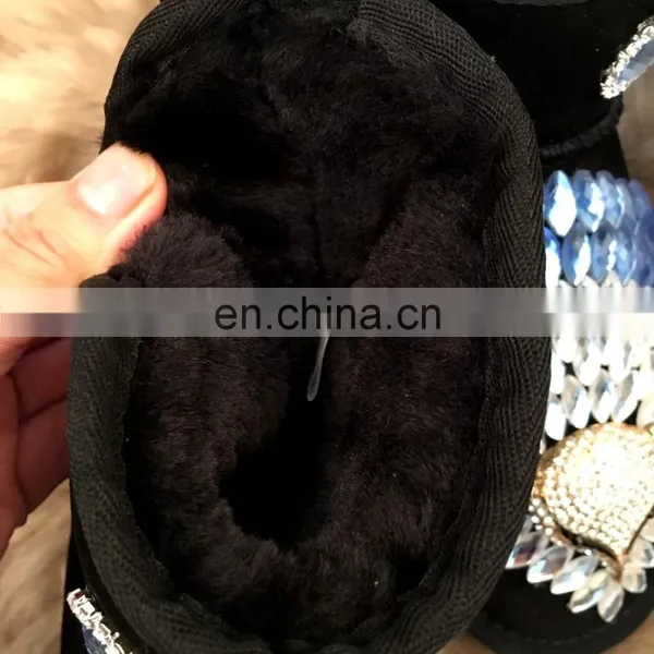 Aidocrystal Sparkle Bling Bling Fur Black Women Ankle Snow Boots Good Winter Shoes for Women photo-3