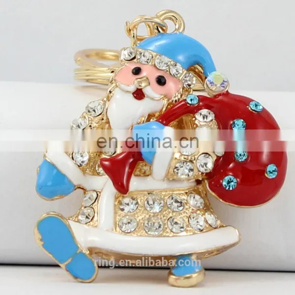 Hottest Christmas Santa Claus Zinc Alloy 18K Gold Keychain photo-3
