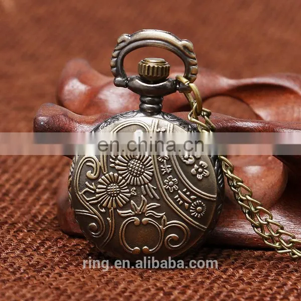 Antique Bronze Owl Pattern Enamel Round Pocket Watches photo-4