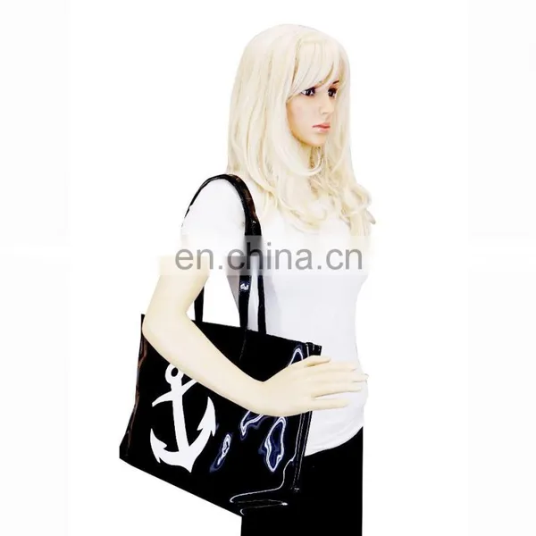 19inch w x 11inch h x 5inch d Sea Life Anchor Vinyl Tote Bag photo-2