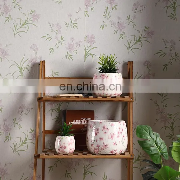 Korea Garden Outdoor Medium Plant Pot Pink Flower Pattern Indoor Custom Flower Pots White for Weddings photo-6