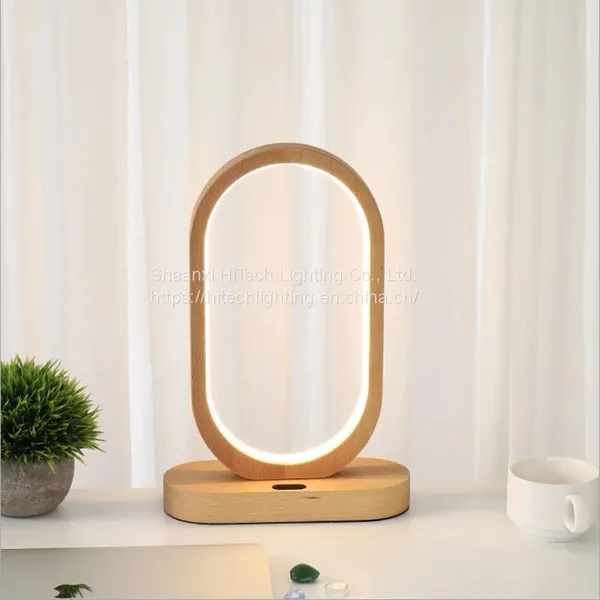 Modern Smart Sensing LED Table Lamp Wood Charging Battery USB Wood LED Desk Lamp for Study Bedroom Bedside Reading Night Lamp photo-5