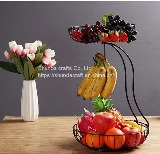 High Quality Wire With Coating 3 Tier Metal Fruit Basket Detachable Kitchen Storage Baskets photo-2