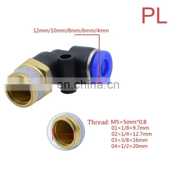 Pneumatic PC PCF PL PLF Pneumatic Connector 4mm-12mm Fitting Thread 1/8