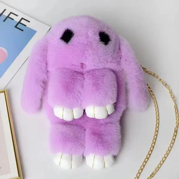 013Winter Plush Cute Rabbit Bag Popular Children's Bag Animal Bag One Shoulder Diagonal Cross Soft and Fashionable Large Bag photo-2