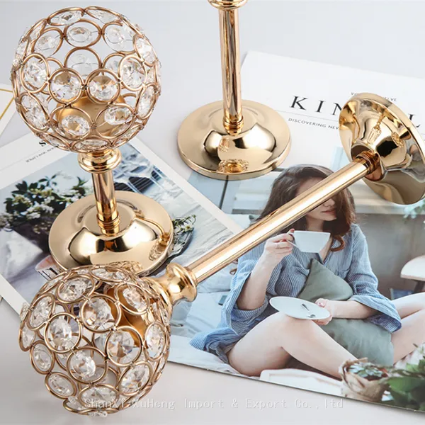 High Quality Crystal Candle Holders Vase Gold Tealight Table Centerpieces Decoration for Wedding Party photo-4