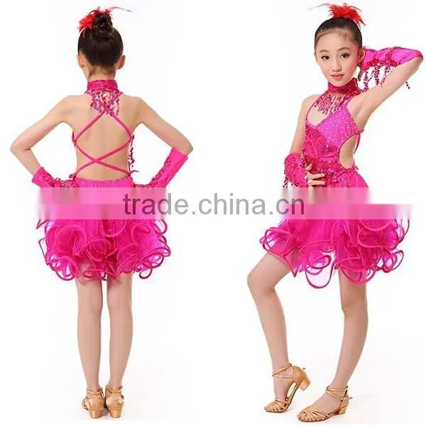 Professional Latin Dance Costume for Girls for Performance Tasseled Latin Salsa Dancewear Girls Party Dance Costume Dress photo-6
