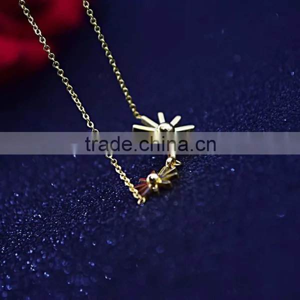Gold Layered Chain Flowers Women Fashion Necklaces photo-5