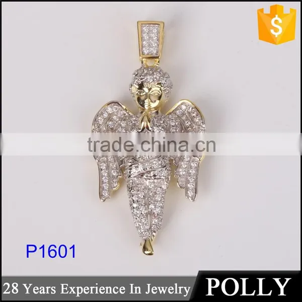 New Arrivaling Micro Setting Zircon Pendant 925 Silver Angel Wings Jewelry photo-2