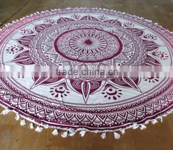 New OMBRE Mandala Round Roundie Towel Throw Tapestry Beach Yoga Mat Bohemian Hippie Beach Towel photo-3