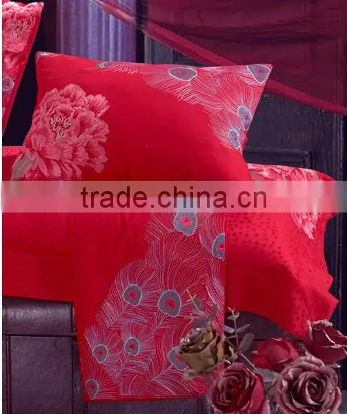 Chinese Element Embroidery Jacquard Red Bedding Set for Wedding photo-4