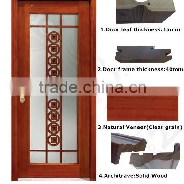 Economic Red Oak Galss Timber Interior Door photo-2