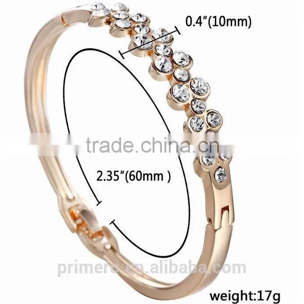 Women's Fashion Alloy Flowers Rhinestone Cuff Bangle Bracelet Jewelry photo-4