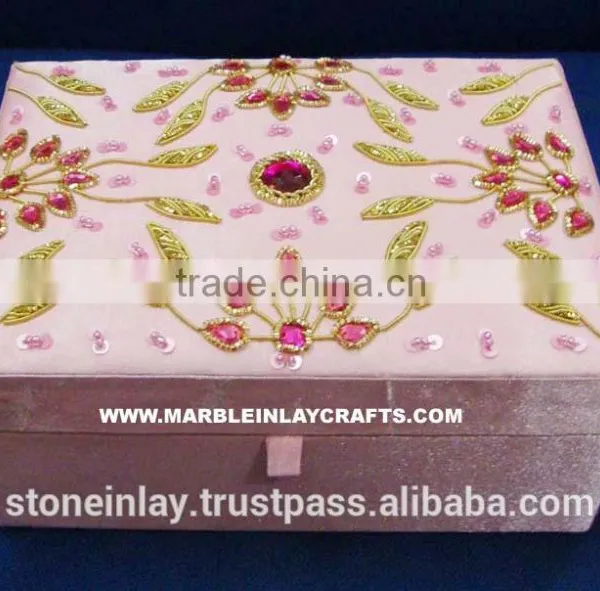 Luxurious Zari Hand Embroidery Jewelry Box