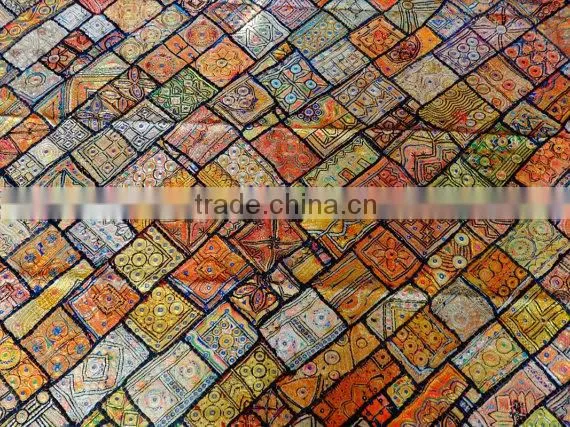 Handmade Vintage Maharaja Carpet, Patchwork Rug Old, Antique Luxury Wall Art, Royal Wall Hanging, King Carpet, Rectangle photo-4