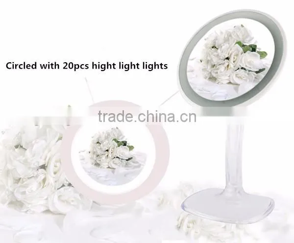 1000mAh Lithium Battery Lighted Stand Desktop Vanity Mirror With Magnification photo-3