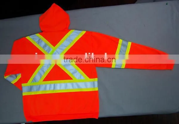 Reflective Safety Long Sleeves Hoodie Kangaroo Pocket Brushed Reflective Fleece photo-2