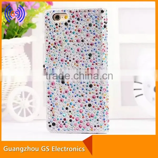 Customized Rhinestone Leather Stand Phone Case Flip Cover For Samsung Galaxy On7 photo-2