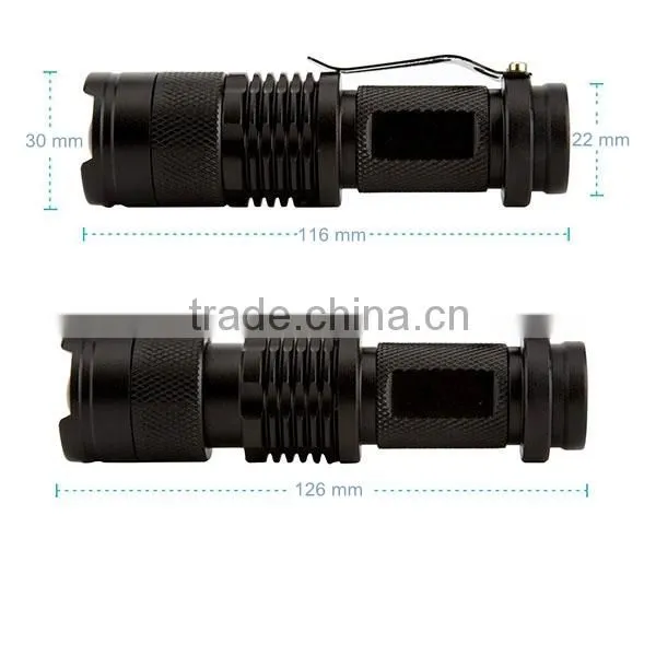 T6 LED Small Pocket Torch Light Tactical Zoomable LED Flashlight With Clip Quality Choice photo-3