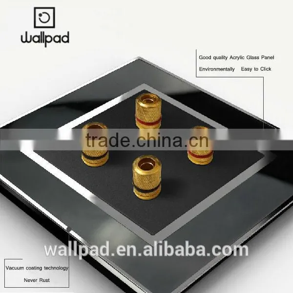 2015 Factory Supplier Wallpad Black Waterproof Acrylic Glass 110~250V EU 4 Pole Audio Wall Socket Jack photo-2