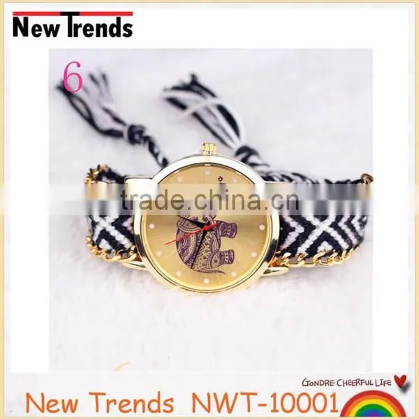 New Design Women Elephant Watch Geneva Colorful Braid Bracelet Watch photo-6