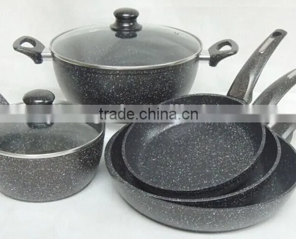 Aluminium Forged m Arble Coated Cookware Set With Black Color photo-2