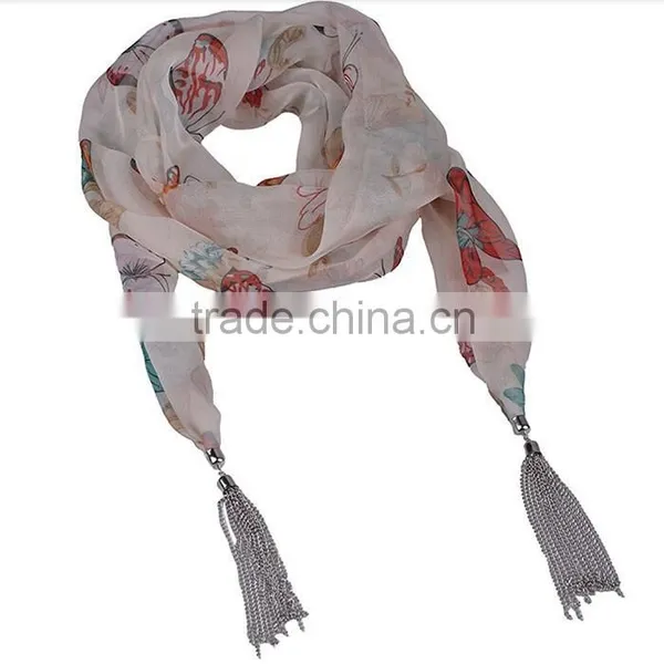 D EXCEED Brand New Design Multicolor Chiffon Printing Butterfly Flower Ladies Scarves as Valentine's Day Gift (SC150201) photo-5