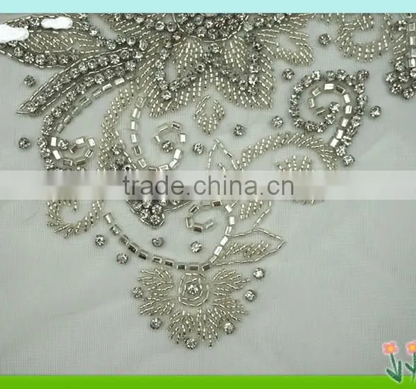 2015 Newest and Fashion Beads Applique Patch on Mesh RC-313 photo-2