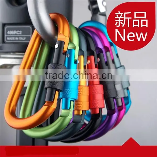 Aluminum Alloy D Shape Carabiner Screw Lock Bottle Hook Buckle Hanging Padlock Key Chain Camping Hiking photo-2