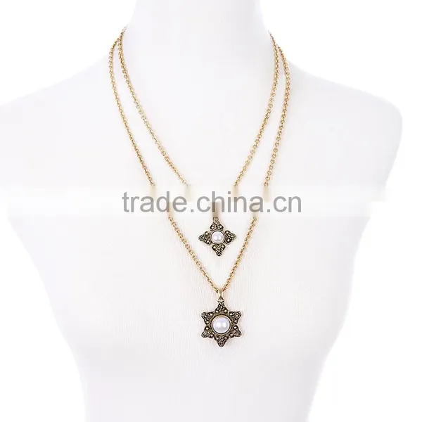 Cheap Wholesale Jewelry 2016 Latest Design Fashion Pearl Pendant Chain Necklace photo-2