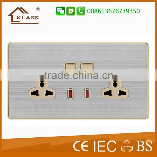 Hot Sale 2 Gang UK 13A Switched Socket With Neon, Double 13A Wall Switch Socket photo-2