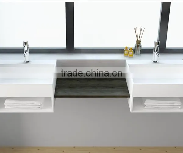 Wall Mounted Acrylic Solid Surface Wash Basin / Stone Resin Wall Hung Acrylic Solid Surface Basin/ Artificial Stone Resin Basin photo-5