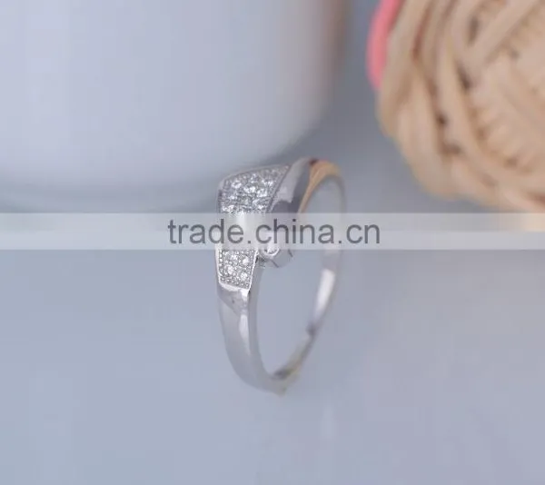 925 Sterling Silver Unique Thin Tie Shaped Ring With Zircon photo-3