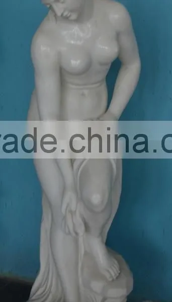 White Marble Bathing Woman Statue photo-2