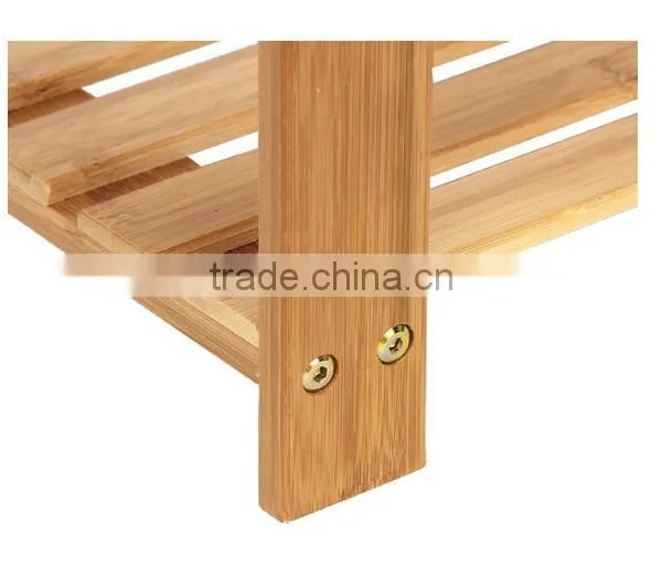 2 Tier Natural Bamboo Shoe Rack Bench Storage Organiser Holder 70 x 28 x 45cm photo-5