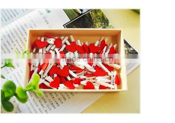 Wooden Red Heart Photo Meno Clip for Home Decor photo-3