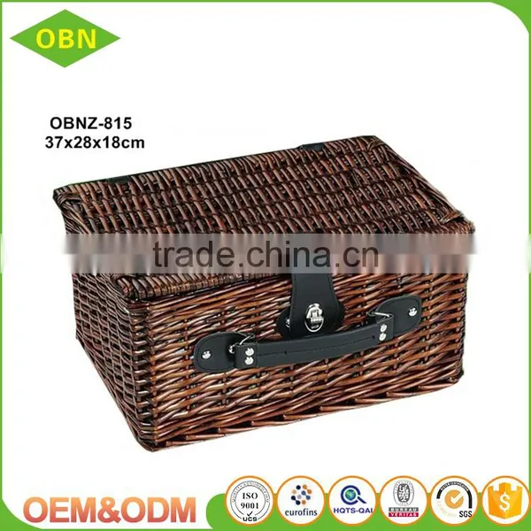 Wholesale Cheap Travel Dark Brown Wicker Picnic Basket Set photo-2
