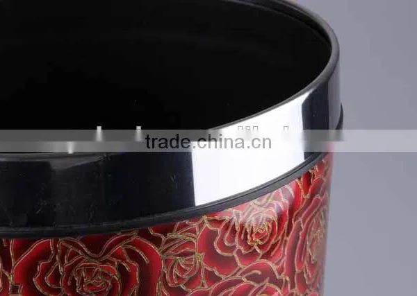 Plastic Trash Can Stainless Steel Rubbish Bin Household Garbage Can photo-5