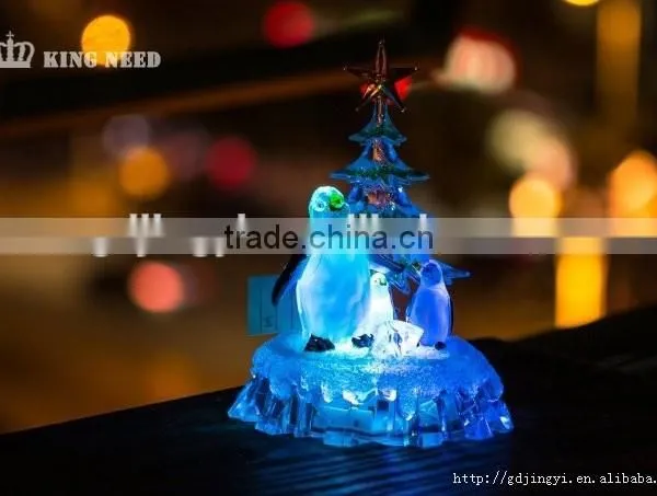 Clear Acrylic Crystal LED RBG Color Changing Penguin Table Home Ornaments photo-3