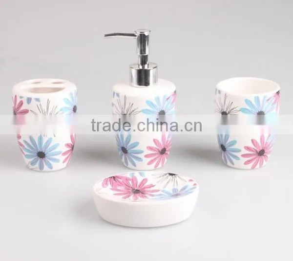 4pcs Ceramic Bathroom Set,bathroom Accessories Ceramic,Promotion Gift Premium in Colorful Display Box Accessories Set photo-2