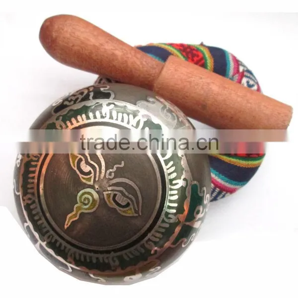 High Quality Made in Nepal Colored Buddhist Meditation Healing Tibetan Singing Bowl photo-3