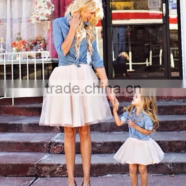 Custom Matching Clothes Mother and Daughter 100% Nylon Tulle Cream Skirts MOMMY AND ME SET photo-5