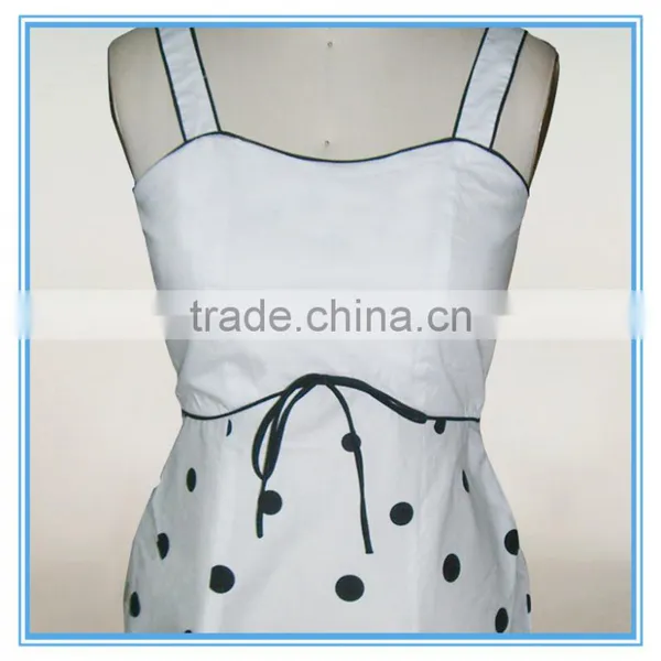 New Model Girl Polka Dot Print White Dress Elegant Style photo-2