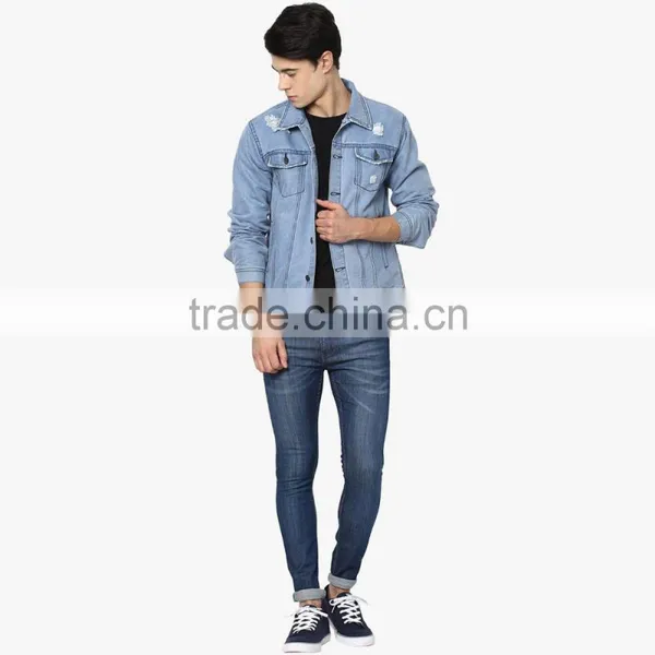 Men Denim Jean Jacket Wholesale Ripped With Pocket Outdoor Casual Wear photo-2