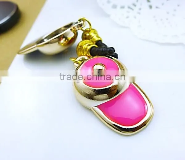 Hot Selling Baseball Hat Shape Phone Dustplug Wholesale Metal Pendant Charm Phone Accessories photo-2